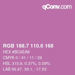 カラーコード: RGB 188.7 110.6 168 | qconv.com