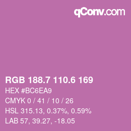 カラーコード: RGB 188.7 110.6 169 | qconv.com