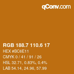 カラーコード: RGB 188.7 110.6 17 | qconv.com
