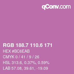 カラーコード: RGB 188.7 110.6 171 | qconv.com