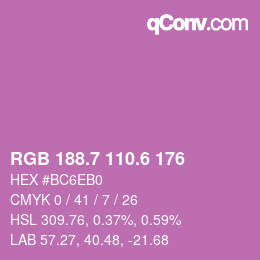 カラーコード: RGB 188.7 110.6 176 | qconv.com