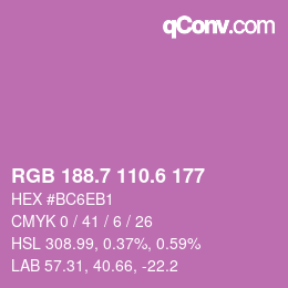 カラーコード: RGB 188.7 110.6 177 | qconv.com