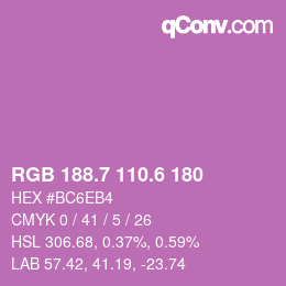 カラーコード: RGB 188.7 110.6 180 | qconv.com