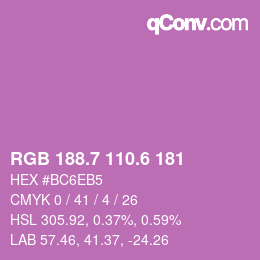 カラーコード: RGB 188.7 110.6 181 | qconv.com