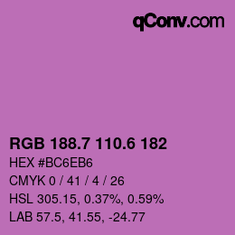 カラーコード: RGB 188.7 110.6 182 | qconv.com
