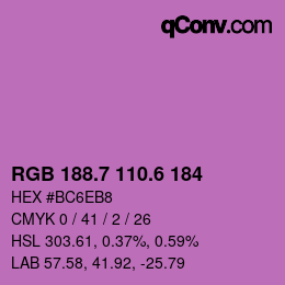 カラーコード: RGB 188.7 110.6 184 | qconv.com
