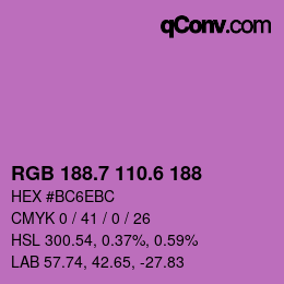 カラーコード: RGB 188.7 110.6 188 | qconv.com