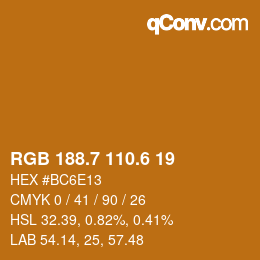 カラーコード: RGB 188.7 110.6 19 | qconv.com