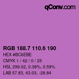 カラーコード: RGB 188.7 110.6 190 | qconv.com