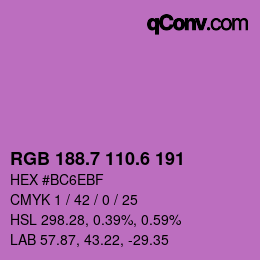 カラーコード: RGB 188.7 110.6 191 | qconv.com