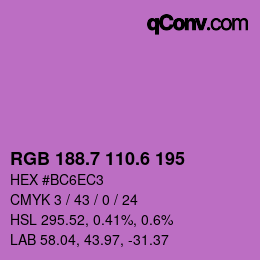 カラーコード: RGB 188.7 110.6 195 | qconv.com