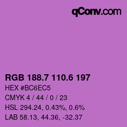 カラーコード: RGB 188.7 110.6 197 | qconv.com