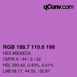 カラーコード: RGB 188.7 110.6 198 | qconv.com