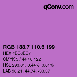 カラーコード: RGB 188.7 110.6 199 | qconv.com