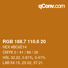カラーコード: RGB 188.7 110.6 20 | qconv.com