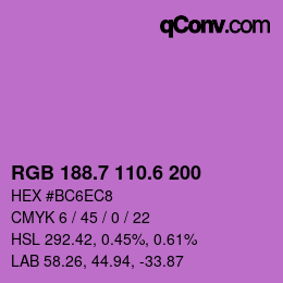 カラーコード: RGB 188.7 110.6 200 | qconv.com