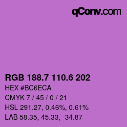 カラーコード: RGB 188.7 110.6 202 | qconv.com