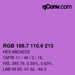 カラーコード: RGB 188.7 110.6 213 | qconv.com