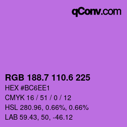 カラーコード: RGB 188.7 110.6 225 | qconv.com