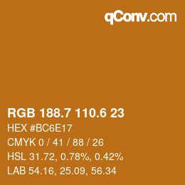 カラーコード: RGB 188.7 110.6 23 | qconv.com