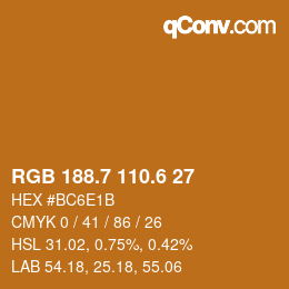 カラーコード: RGB 188.7 110.6 27 | qconv.com