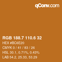 カラーコード: RGB 188.7 110.6 32 | qconv.com