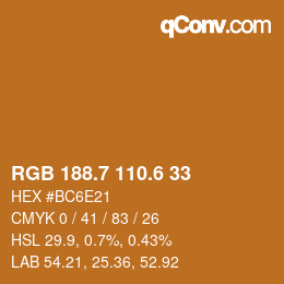 カラーコード: RGB 188.7 110.6 33 | qconv.com