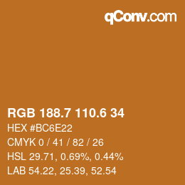 カラーコード: RGB 188.7 110.6 34 | qconv.com