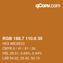 カラーコード: RGB 188.7 110.6 35 | qconv.com
