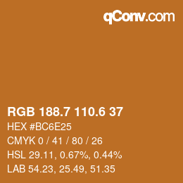 カラーコード: RGB 188.7 110.6 37 | qconv.com