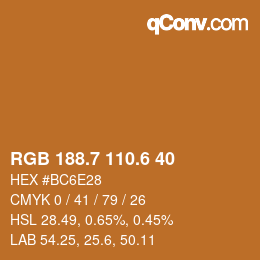 カラーコード: RGB 188.7 110.6 40 | qconv.com