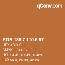 カラーコード: RGB 188.7 110.6 57 | qconv.com