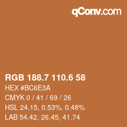 カラーコード: RGB 188.7 110.6 58 | qconv.com