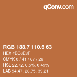 カラーコード: RGB 188.7 110.6 63 | qconv.com