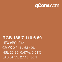 カラーコード: RGB 188.7 110.6 69 | qconv.com