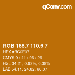 カラーコード: RGB 188.7 110.6 7 | qconv.com