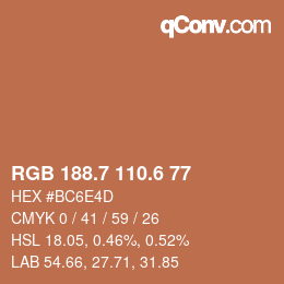 カラーコード: RGB 188.7 110.6 77 | qconv.com