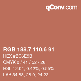 カラーコード: RGB 188.7 110.6 91 | qconv.com