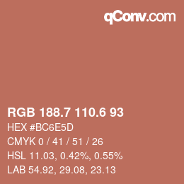 カラーコード: RGB 188.7 110.6 93 | qconv.com