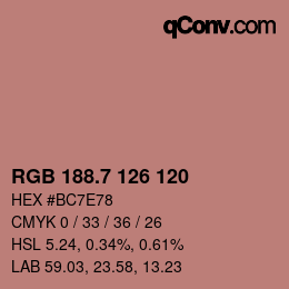 カラーコード: RGB 188.7 126 120 | qconv.com