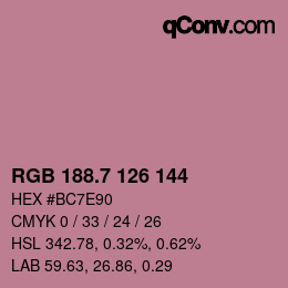 カラーコード: RGB 188.7 126 144 | qconv.com