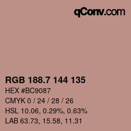 カラーコード: RGB 188.7 144 135 | qconv.com