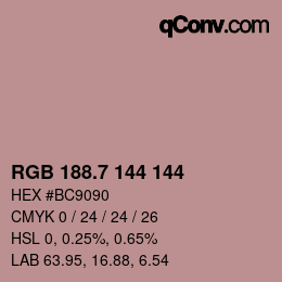 カラーコード: RGB 188.7 144 144 | qconv.com