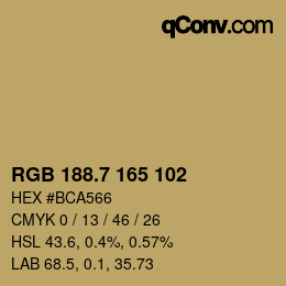 カラーコード: RGB 188.7 165 102 | qconv.com