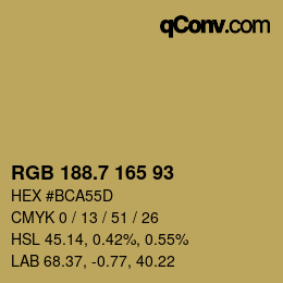 カラーコード: RGB 188.7 165 93 | qconv.com
