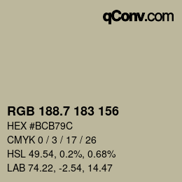 カラーコード: RGB 188.7 183 156 | qconv.com
