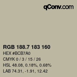 カラーコード: RGB 188.7 183 160 | qconv.com