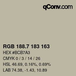 カラーコード: RGB 188.7 183 163 | qconv.com