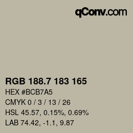 カラーコード: RGB 188.7 183 165 | qconv.com