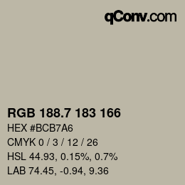 カラーコード: RGB 188.7 183 166 | qconv.com